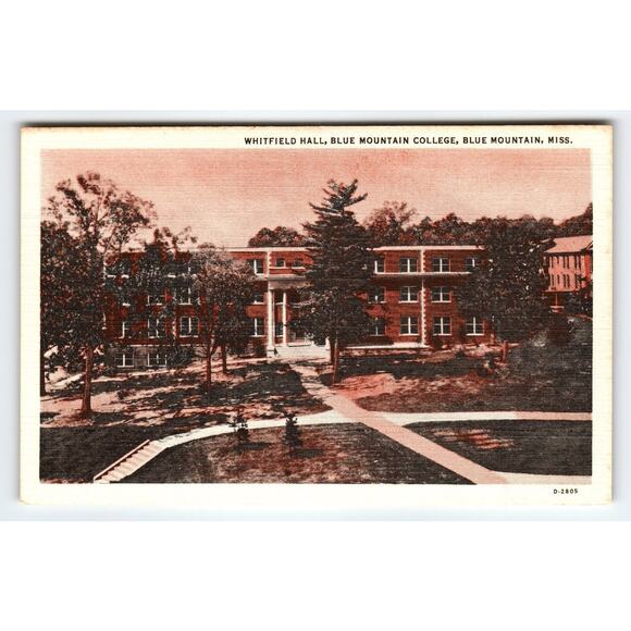 Whitfield Hall Blue Mountain College Linen Postcard Blue Mountain MS 1940s - Picture 1 of 2